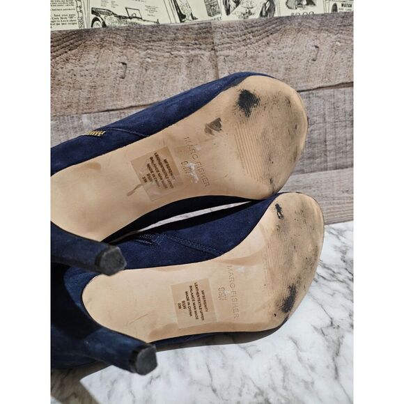 Marc Fisher Blue Suede Boots Stiletto Heels Zipper 9.5 - Picture 5 of 5